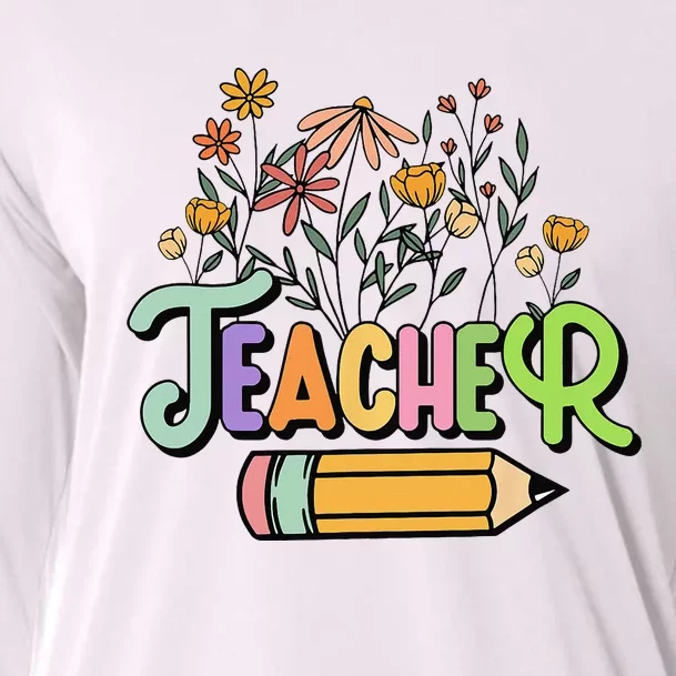 Retro Teache for  Best Teacher Gifts Cooling Performance Long Sleeve Crew