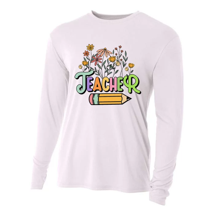 Retro Teache for  Best Teacher Gifts Cooling Performance Long Sleeve Crew