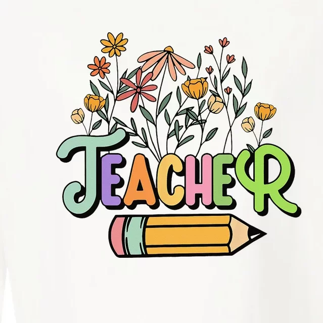 Retro Teache for  Best Teacher Gifts Cropped Pullover Crew