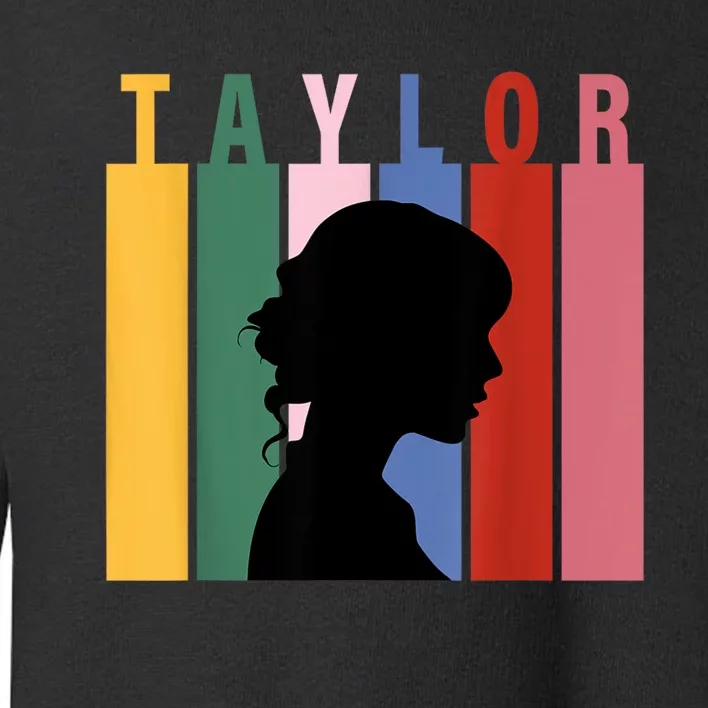 Retro Taylor First Name Personalized Groovy Birthday Girl Toddler Sweatshirt