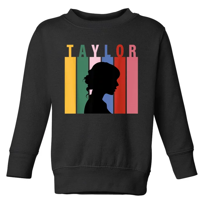 Retro Taylor First Name Personalized Groovy Birthday Girl Toddler Sweatshirt