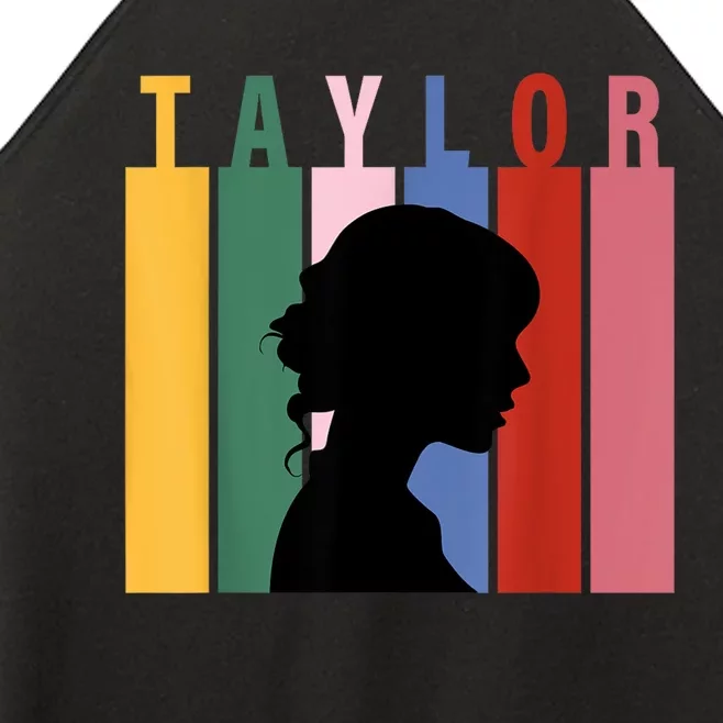 Retro Taylor First Name Personalized Groovy Birthday Girl Women’s Perfect Tri Rocker Tank