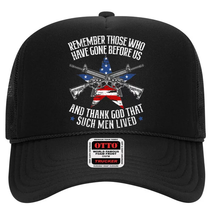 Remember The Fallen Soldiers USA Flag American Memorial Day High Crown Mesh Trucker Hat