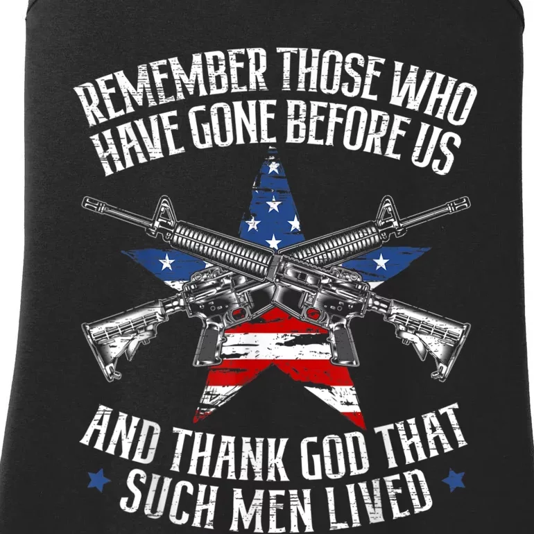 Remember The Fallen Soldiers USA Flag American Memorial Day Ladies Essential Tank