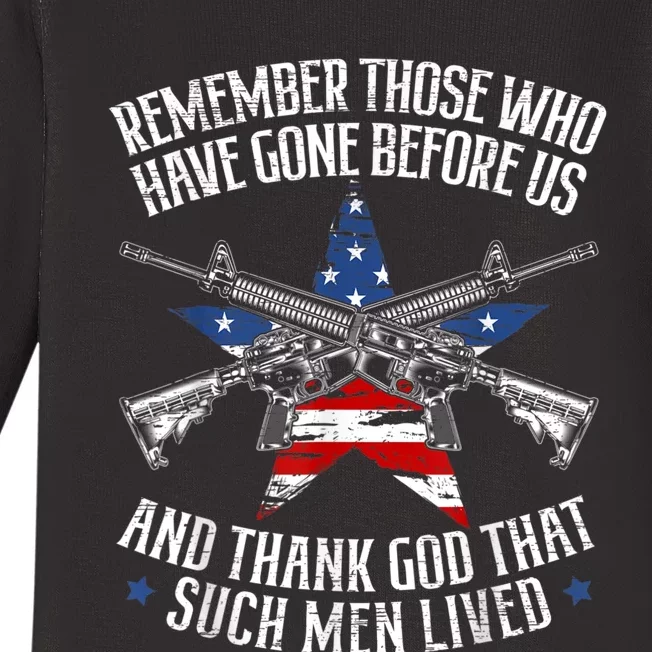 Remember The Fallen Soldiers USA Flag American Memorial Day Baby Long Sleeve Bodysuit