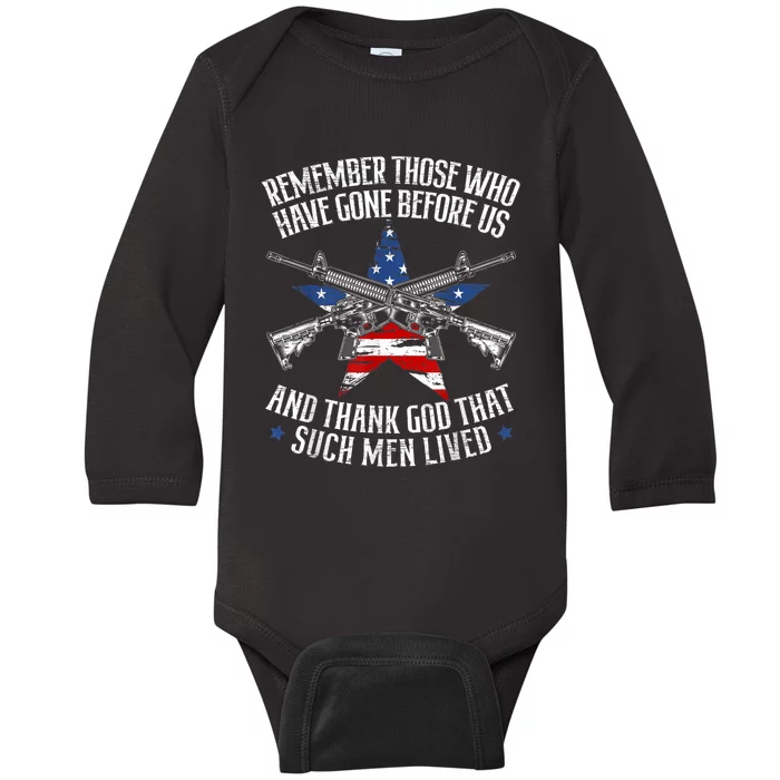 Remember The Fallen Soldiers USA Flag American Memorial Day Baby Long Sleeve Bodysuit