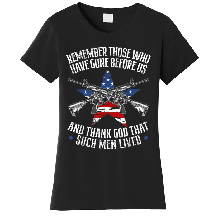 Remember The Fallen Soldiers USA Flag American Memorial Day Women's T-Shirt