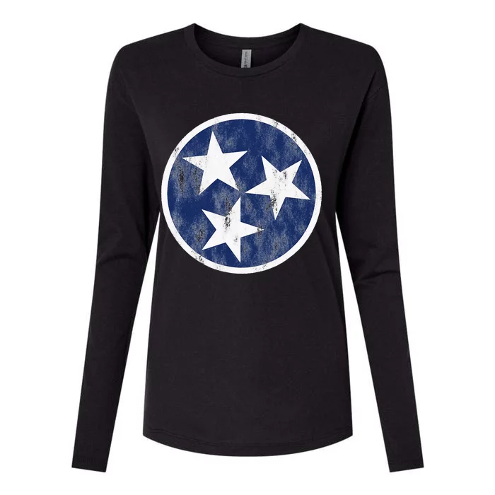 Retro Tennessee Flag Star Logo Volunr State Nashville TN Womens Cotton Relaxed Long Sleeve T-Shirt