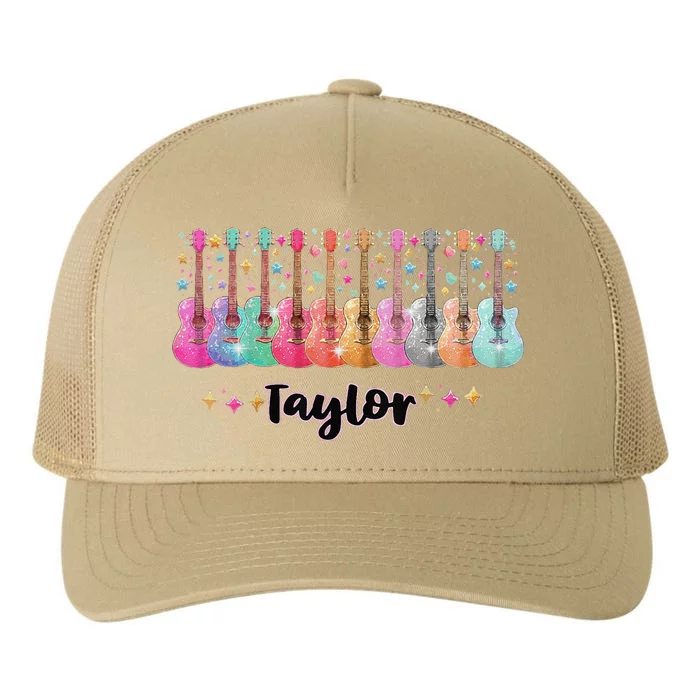 Retro Taylor First Name Personalized Groovy 80s Pin.K Yupoong Adult 5-Panel Trucker Hat