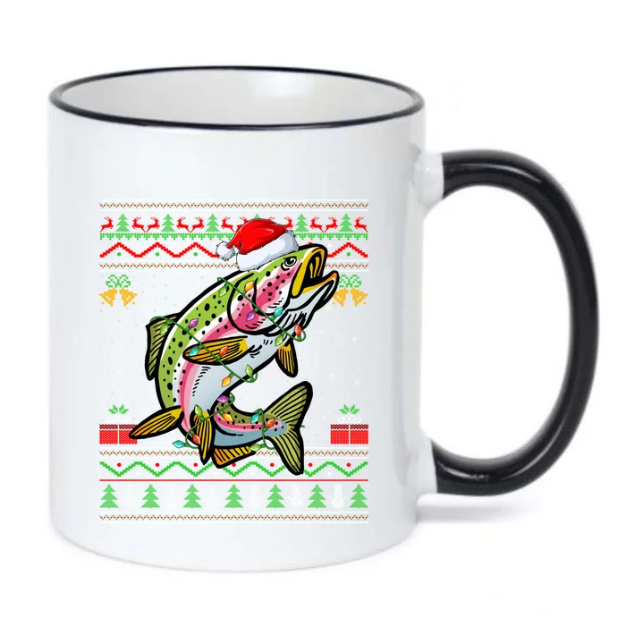 Rainbow Trout Fish Lover Santa Ugly Rainbow Trout Christmas Funny Gift Black Color Changing Mug