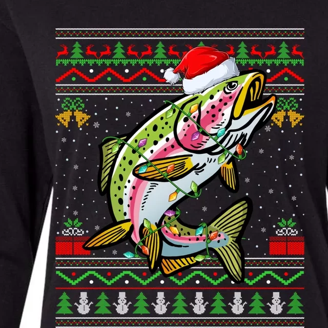 Rainbow Trout Fish Lover Santa Ugly Rainbow Trout Christmas Funny Gift Womens Cotton Relaxed Long Sleeve T-Shirt