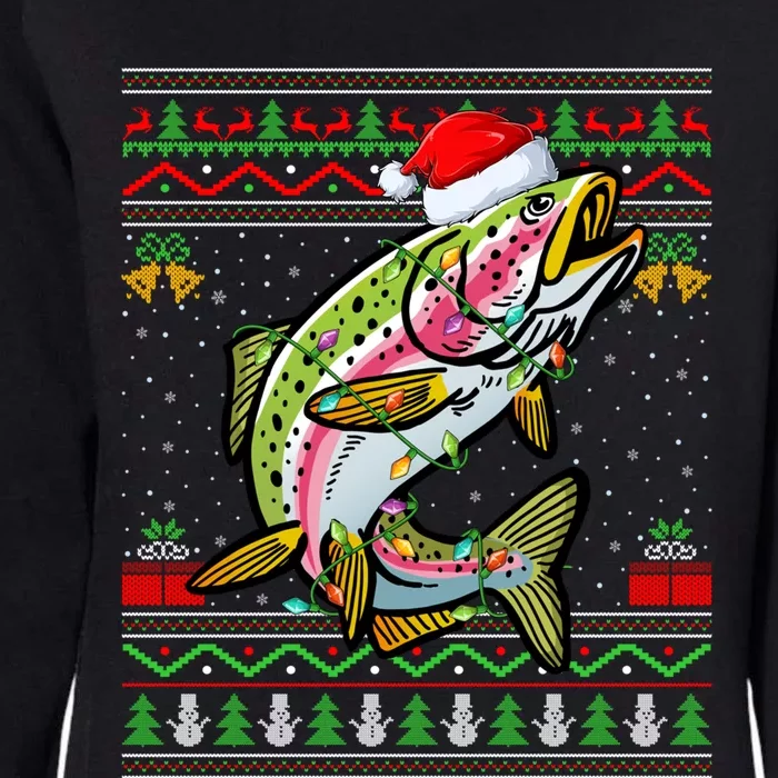 Rainbow Trout Fish Lover Santa Ugly Rainbow Trout Christmas Funny Gift Womens California Wash Sweatshirt