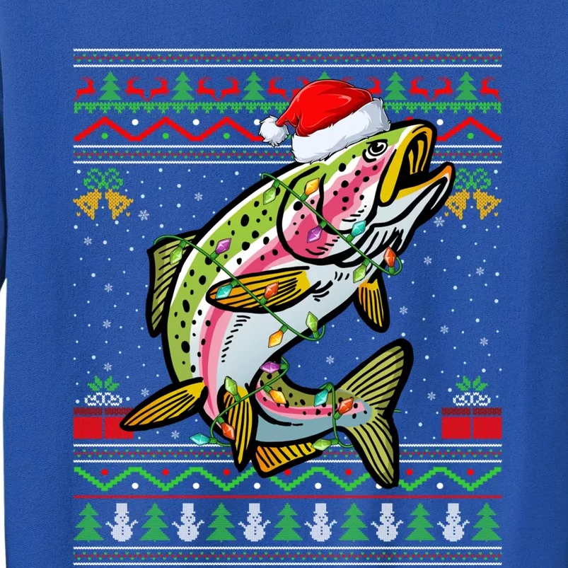 Rainbow Trout Fish Lover Santa Ugly Rainbow Trout Christmas Funny Gift Sweatshirt