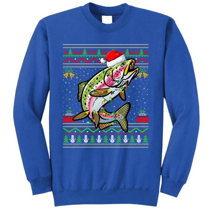 Rainbow Trout Fish Lover Santa Ugly Rainbow Trout Christmas Funny Gift Sweatshirt