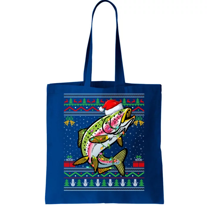 Rainbow Trout Fish Lover Santa Ugly Rainbow Trout Christmas Funny Gift Tote Bag