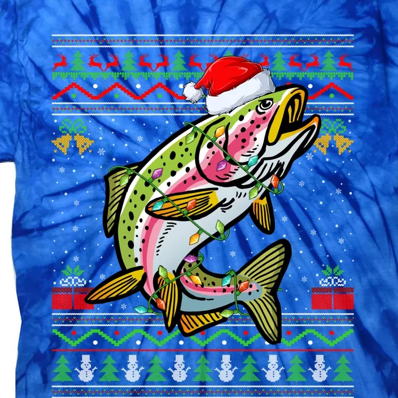 Rainbow Trout Fish Lover Santa Ugly Rainbow Trout Christmas Funny Gift Tie-Dye T-Shirt