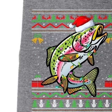 Rainbow Trout Fish Lover Santa Ugly Rainbow Trout Christmas Funny Gift Doggie 3-End Fleece Hoodie