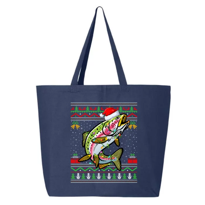 Rainbow Trout Fish Lover Santa Ugly Rainbow Trout Christmas Funny Gift 25L Jumbo Tote