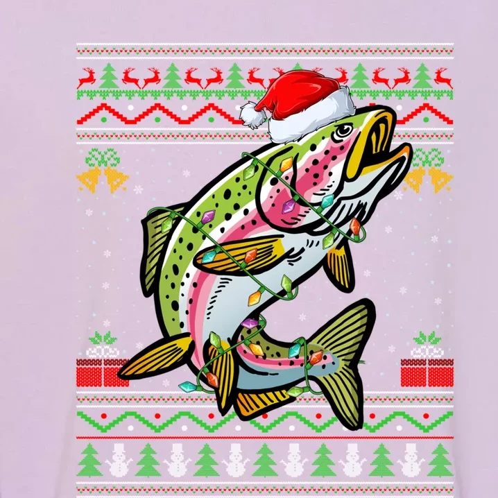 Rainbow Trout Fish Lover Santa Ugly Rainbow Trout Christmas Funny Gift Garment-Dyed Sweatshirt