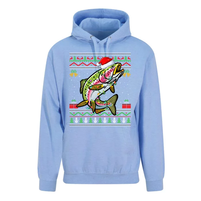 Rainbow Trout Fish Lover Santa Ugly Rainbow Trout Christmas Funny Gift Unisex Surf Hoodie