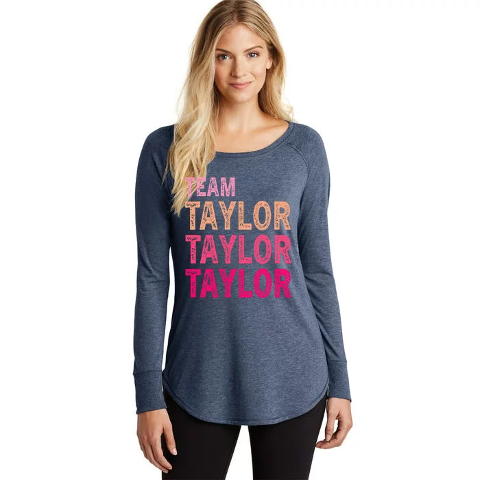 Retro T.AYLOR First Name Personalized Groovy Birthday Women's Perfect Tri Tunic Long Sleeve Shirt