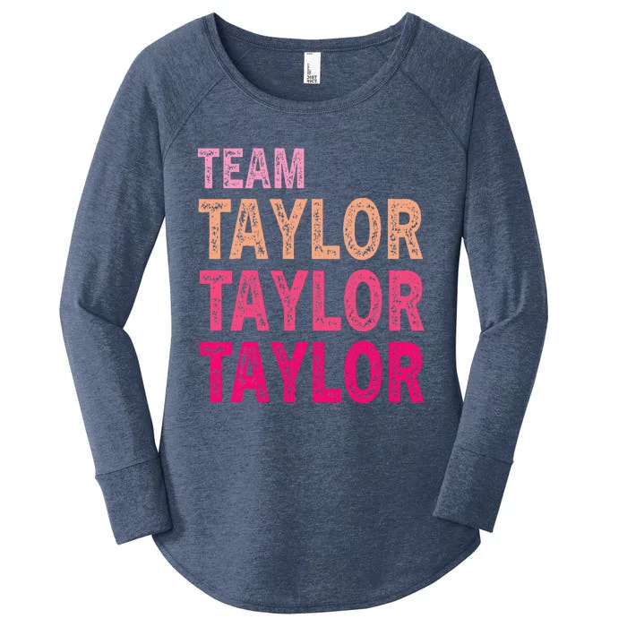 Retro T.AYLOR First Name Personalized Groovy Birthday Women's Perfect Tri Tunic Long Sleeve Shirt