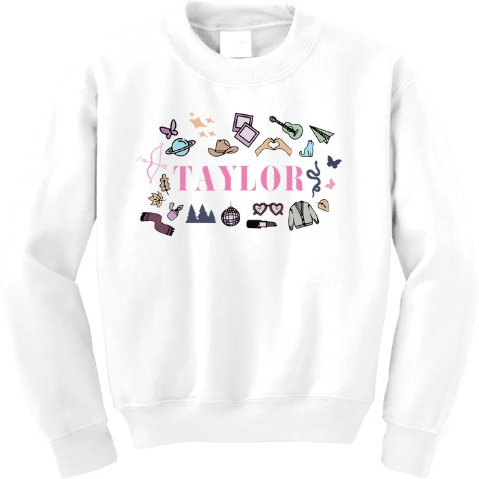 Retro Taylor First Name Personalized Groovy Birthday Kids Sweatshirt