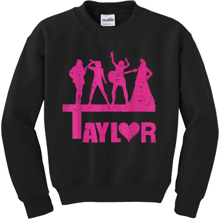 Retro Taylor First Name Personalized Groovy Birthday Kids Sweatshirt