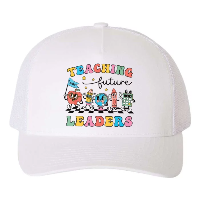 Retro Teaching Future Leaders Groovy Teacher Back To School Yupoong Adult 5-Panel Trucker Hat