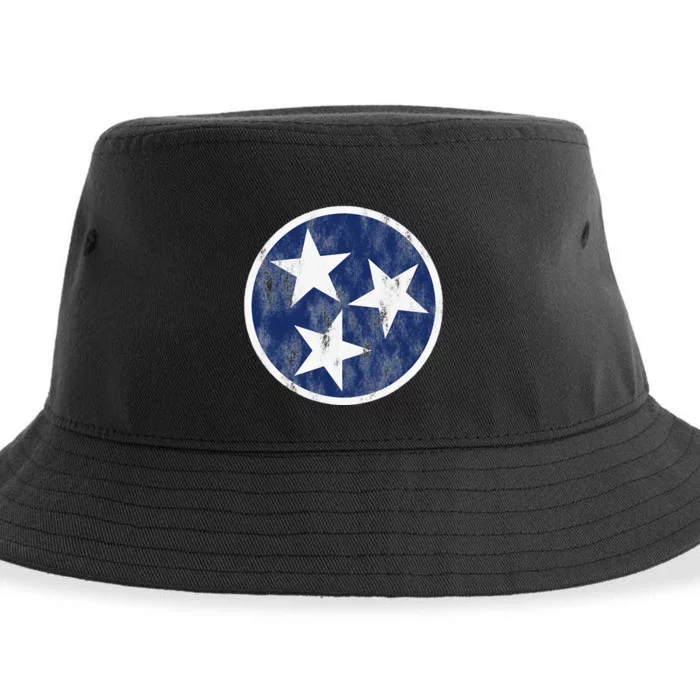 Retro Tennessee Flag Star Logo Volunr State Nashville TN Sustainable Bucket Hat