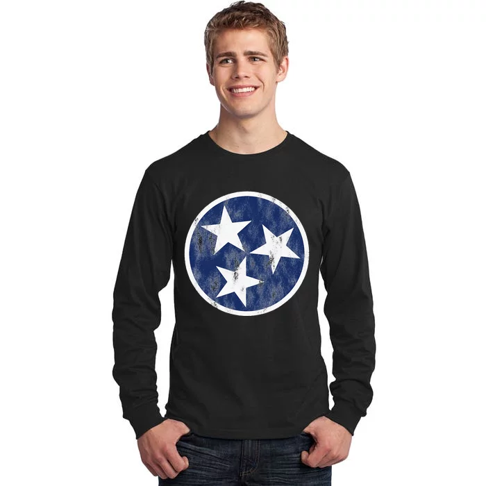 Retro Tennessee Flag Star Logo Volunr State Nashville TN Tall Long Sleeve T-Shirt