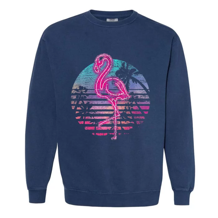 Retro Tropic Flamingo Garment-Dyed Sweatshirt