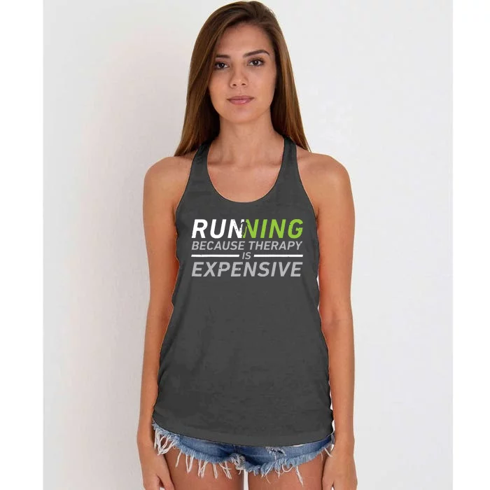 Running Therapy Funny Marathon Racer Runner Run Humor Outfit Women's Knotted Racerback Tank