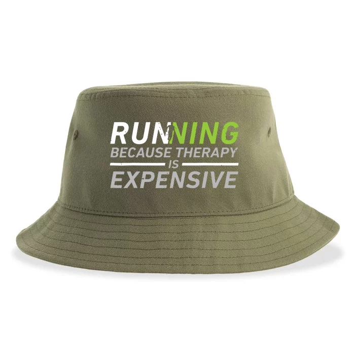 Running Therapy Funny Marathon Racer Runner Run Humor Outfit Sustainable Bucket Hat