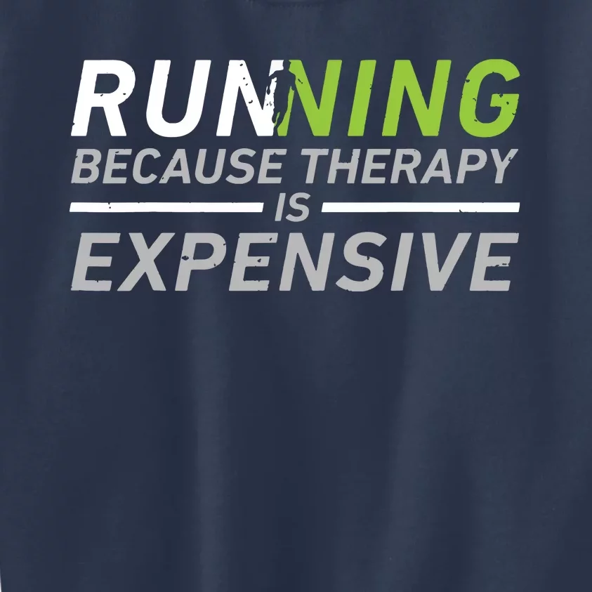 Running Therapy Funny Marathon Racer Runner Run Humor Outfit Kids Sweatshirt