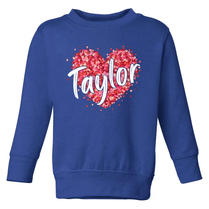 Retro Taylor First Name Personalized Groovy Distressed Gift Toddler Sweatshirt