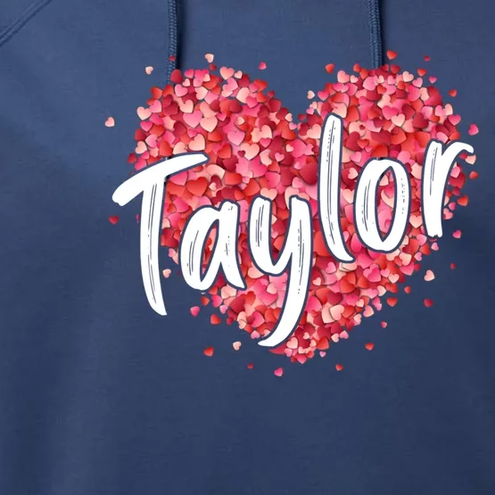 Retro Taylor First Name Personalized Groovy Distressed Gift Performance Fleece Hoodie