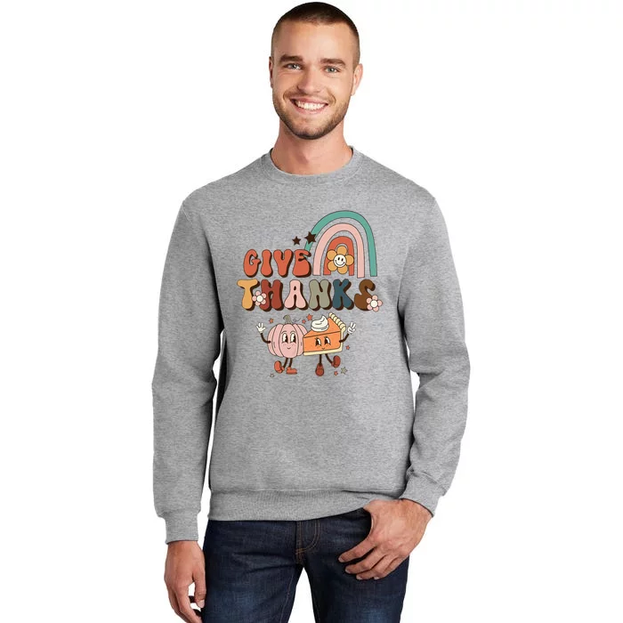 Rainbow Thanksgiving Give Thanks Pumpkin Sweatshirt