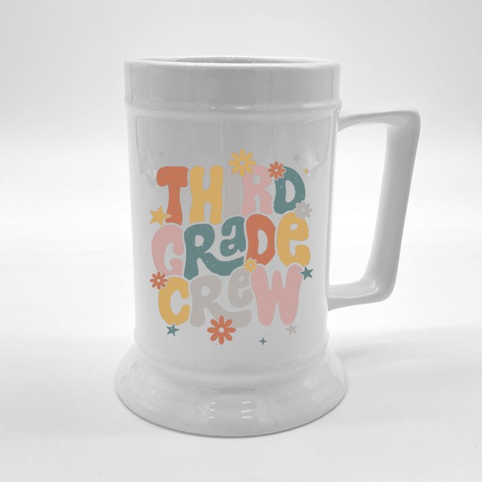 Retro Third Grade Crew 3rd Grade Teacher First Day Of School Teacher Front & Back Beer Stein