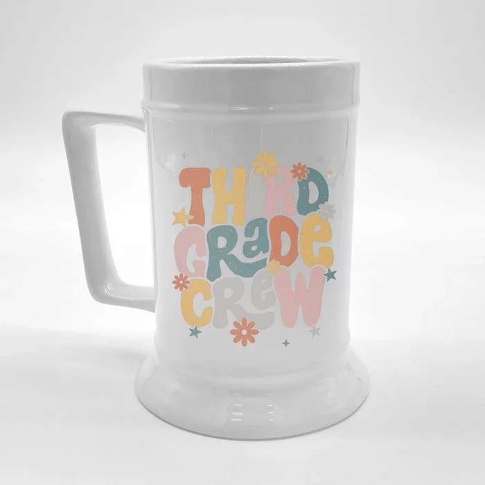 Retro Third Grade Crew 3rd Grade Teacher First Day Of School Teacher Front & Back Beer Stein