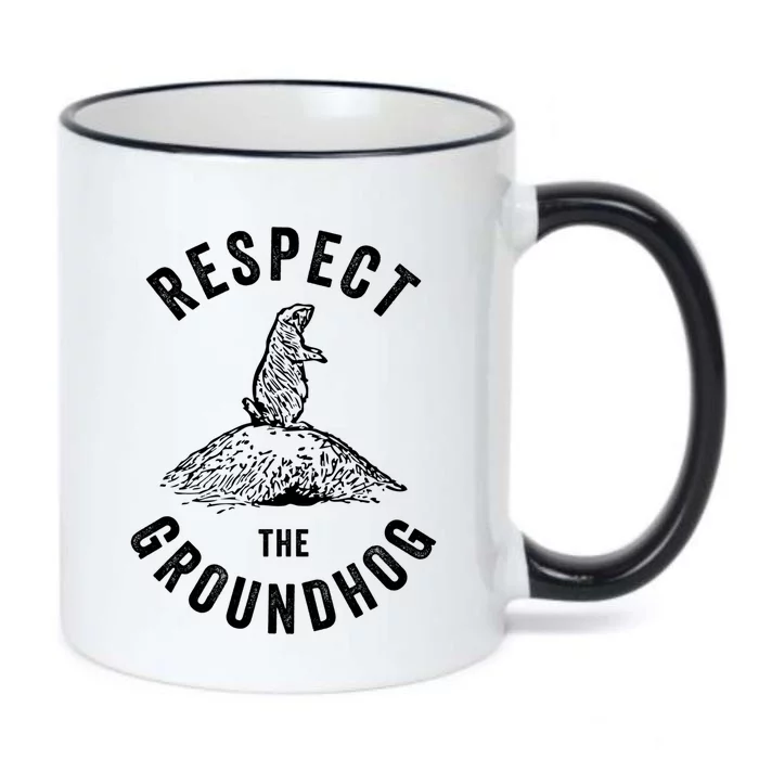 Respect The Groundhog Funny Groundhog Day Shadow Lover Gift Black Color Changing Mug