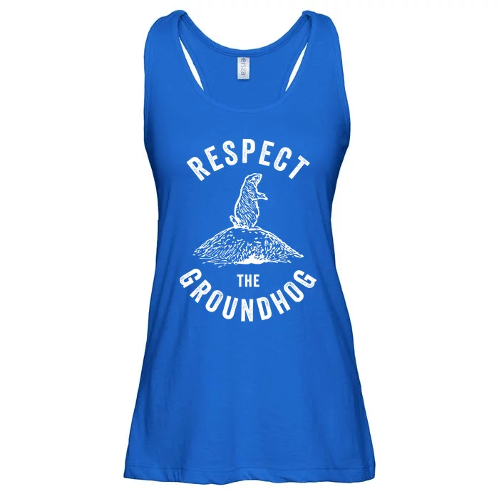 Respect The Groundhog Funny Groundhog Day Shadow Lover Gift Ladies Essential Flowy Tank