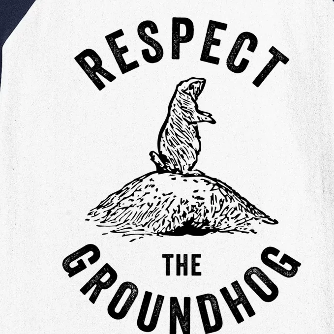 Respect The Groundhog Funny Groundhog Day Shadow Lover Gift Baseball Sleeve Shirt