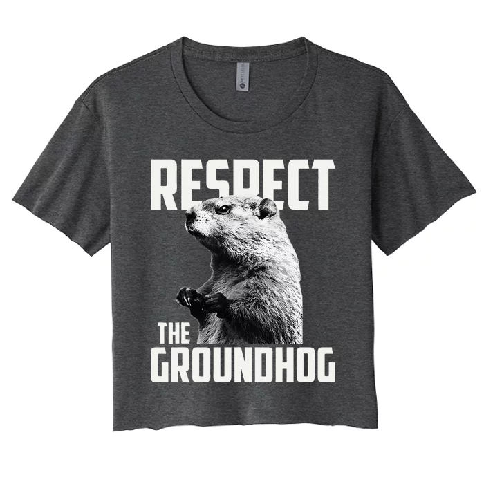 Respect The Groundhog Ground Hog Day Women's Crop Top Tee