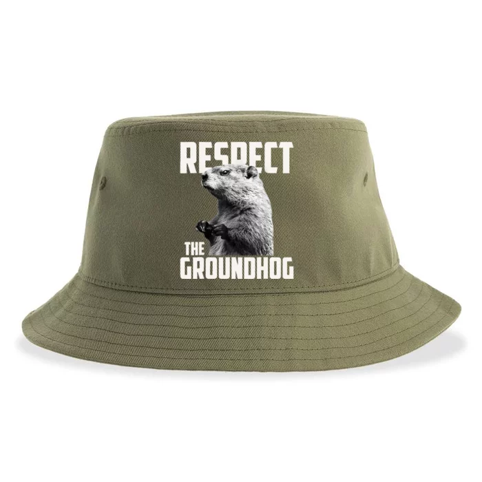 Respect The Groundhog Ground Hog Day Sustainable Bucket Hat