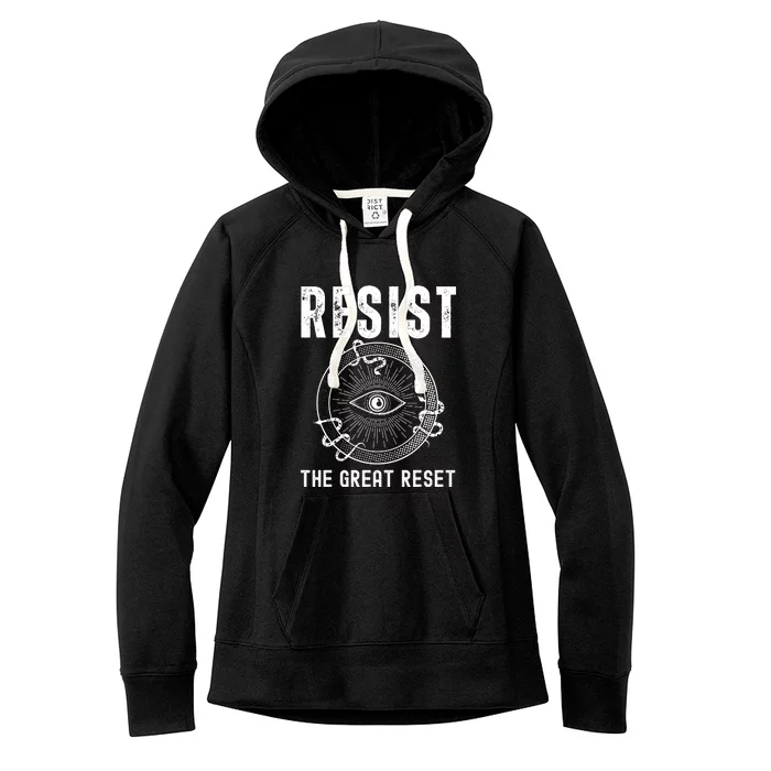 Resist The Great Reset MAGA Conservative Women's Fleece Hoodie