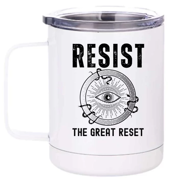 Resist The Great Reset MAGA Conservative Front & Back 12oz Stainless Steel Tumbler Cup