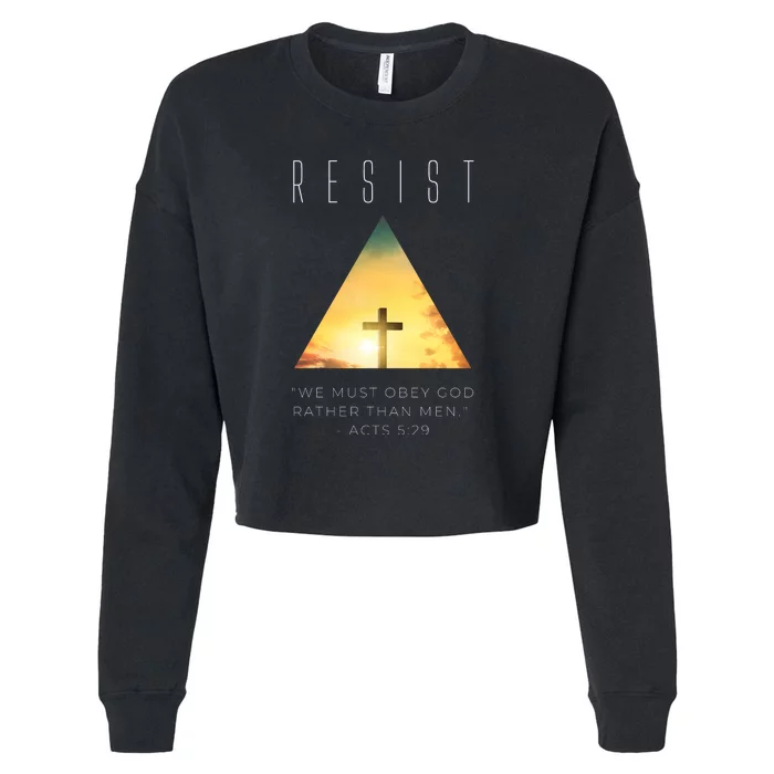 Resist The Great Reset Christian Conservative NWO Cropped Pullover Crew