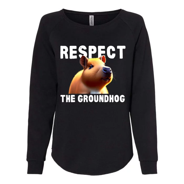 Respect The Groundhog GroundHog Day Womens California Wash Sweatshirt