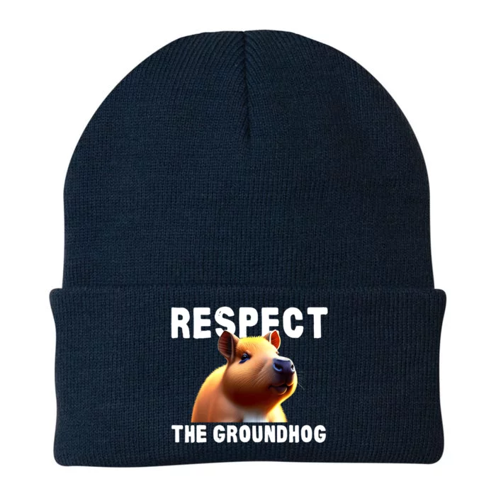 Respect The Groundhog GroundHog Day Knit Cap Winter Beanie